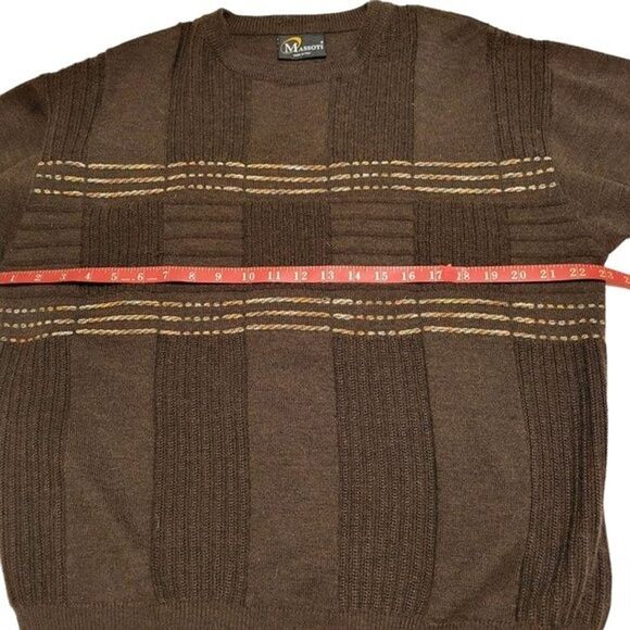 Massoti Brown Pullover Sweater Gold Thread Made in Italy Merino Wool/Acrylic - Picture 5 of 12